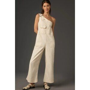 Pilcro One-Shoulder Utility Overalls Ivory XL Tall